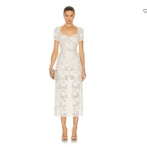 NWT SELF-PORTRAIT Cream Cord Lace Midi Dress